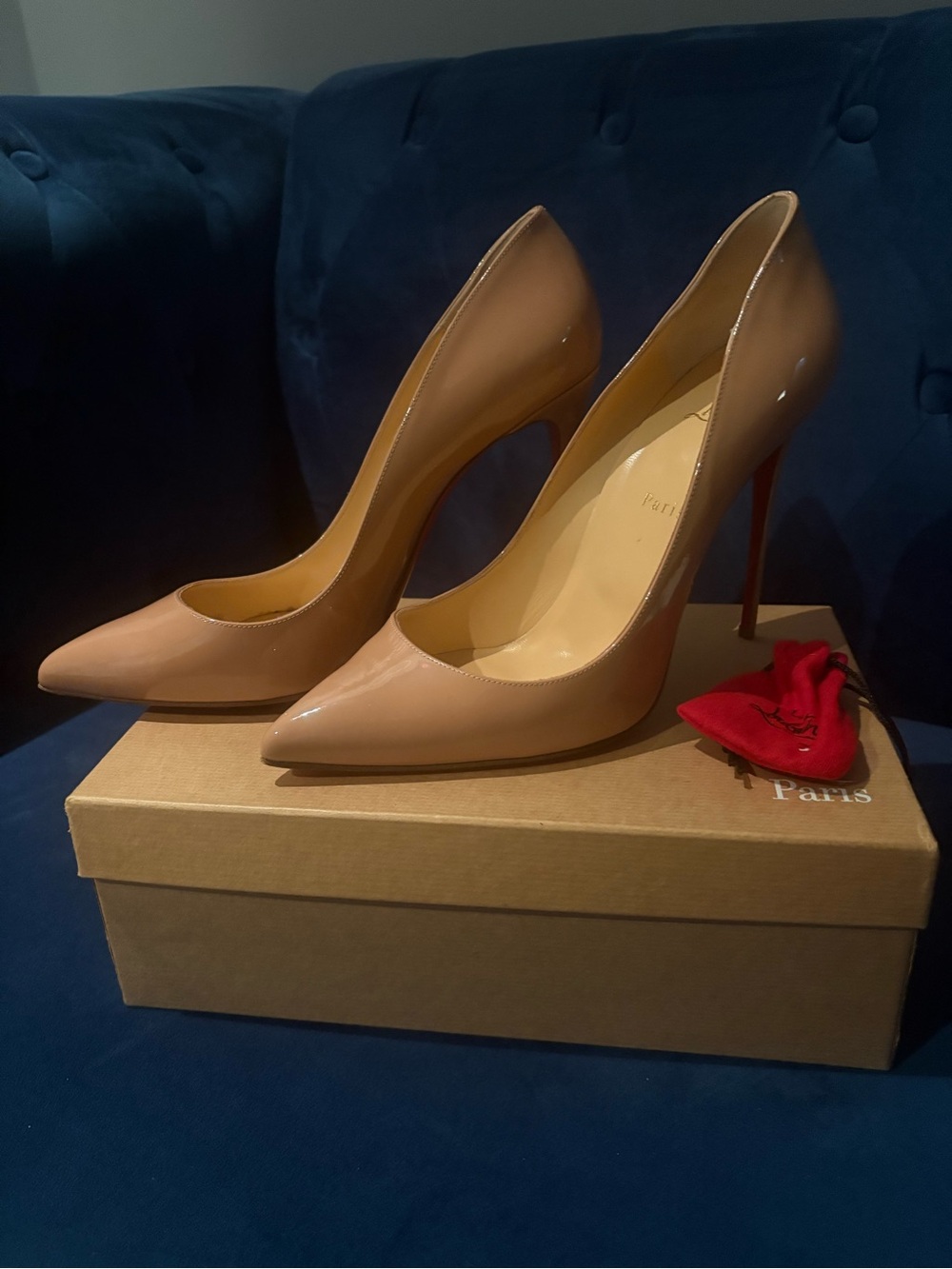 Classic Nude Patent Pointed-Toe Stiletto Pumps
